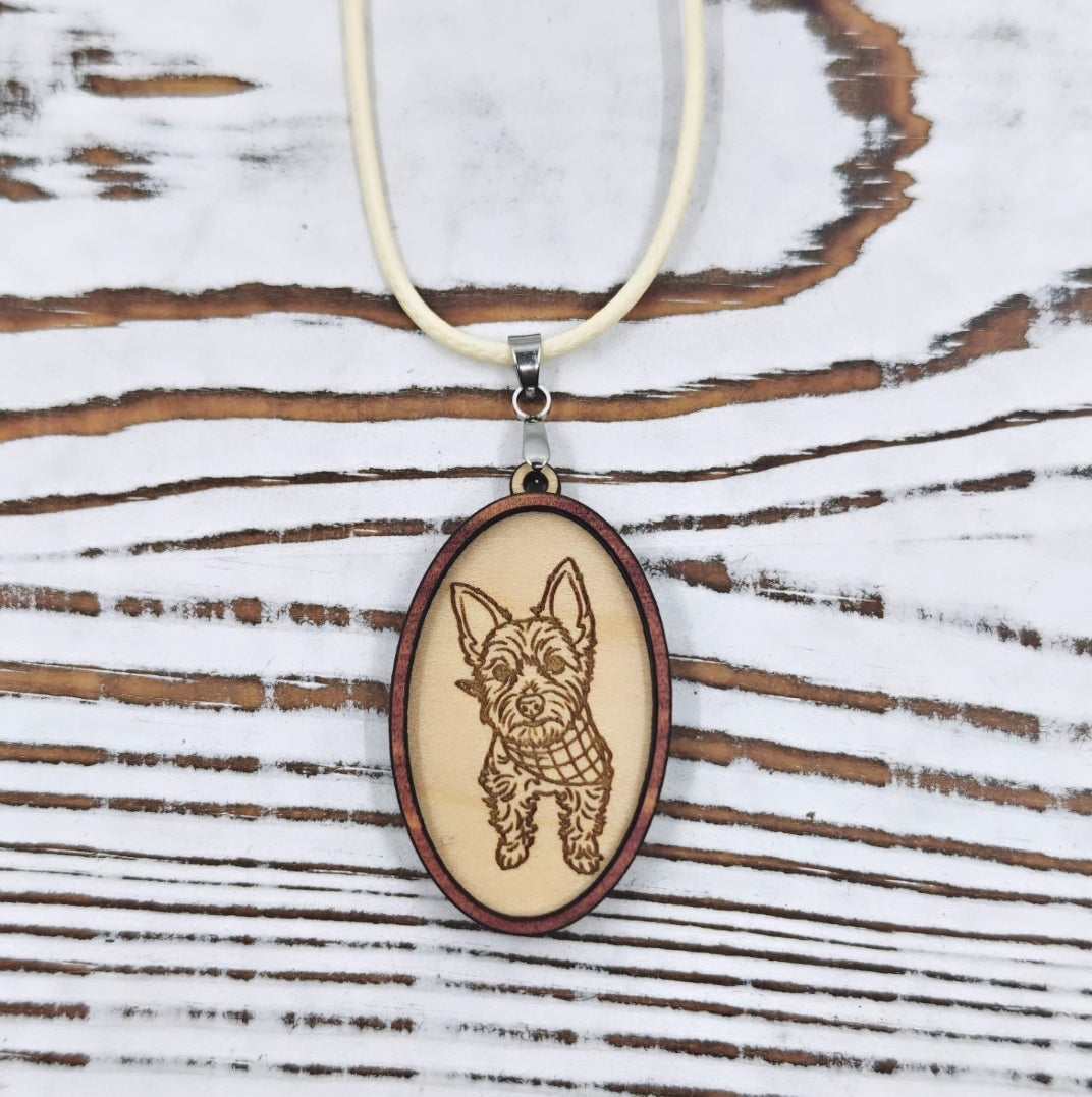 Collar Personalizado con Retrato de Mascota en Madera