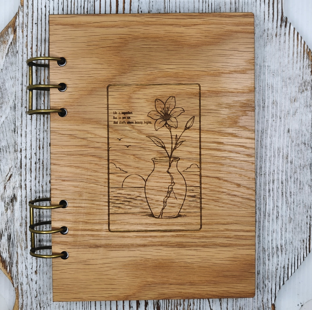 Libreta A5 de Madera Rellenable | Kintsugi | Pintada a Mano