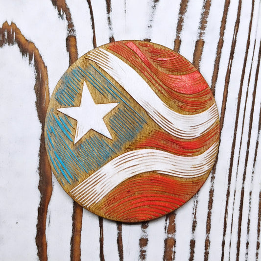 Bandera de Puerto Rico Circular Sticker