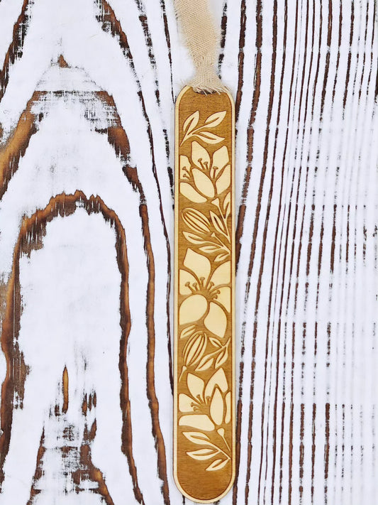 Bookmarks florales en madera