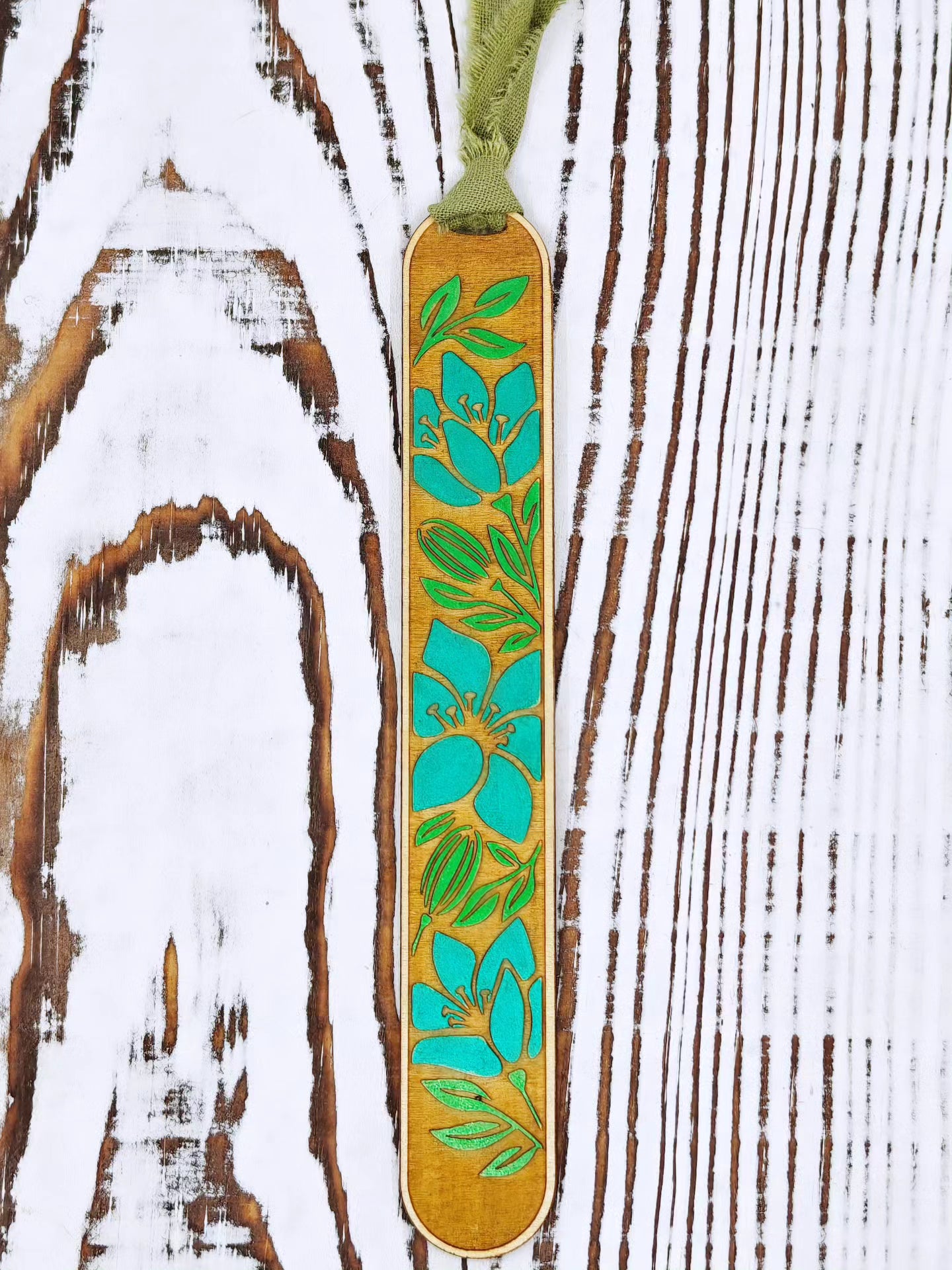 Bookmarks florales en madera