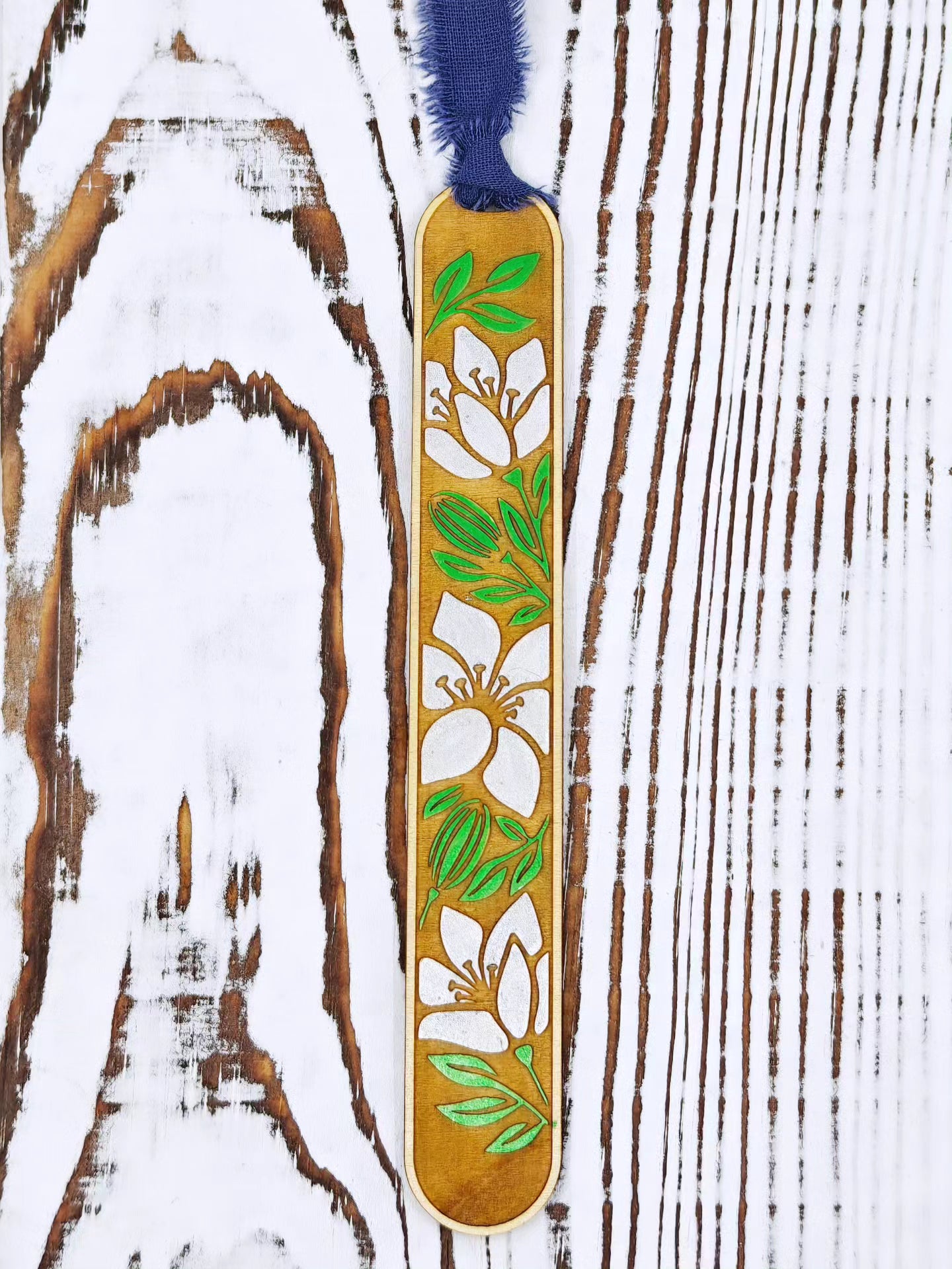 Bookmarks florales en madera