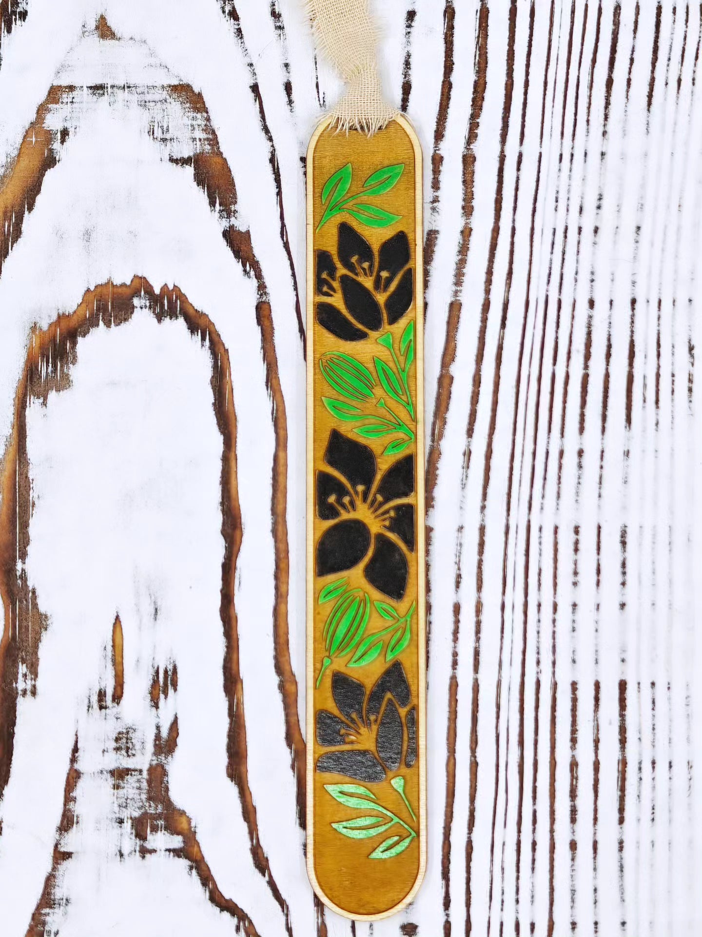 Bookmarks florales en madera