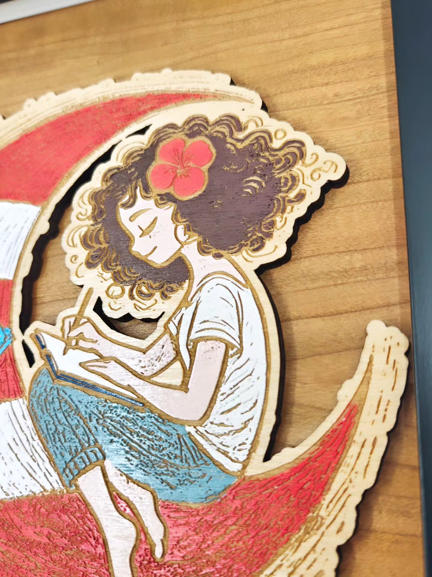 Cuadro Boricua en la luna - Mujer 8x10