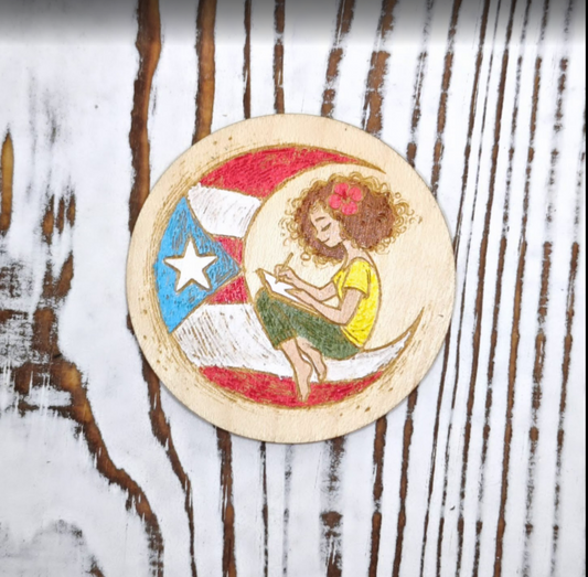 Boricua en la luna mujer sticker
