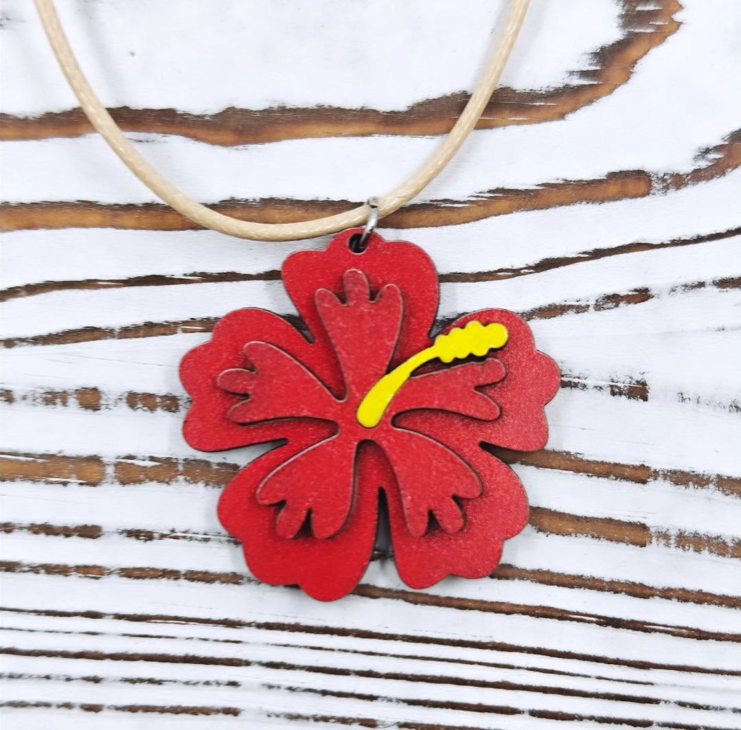 Collar amapola de madera