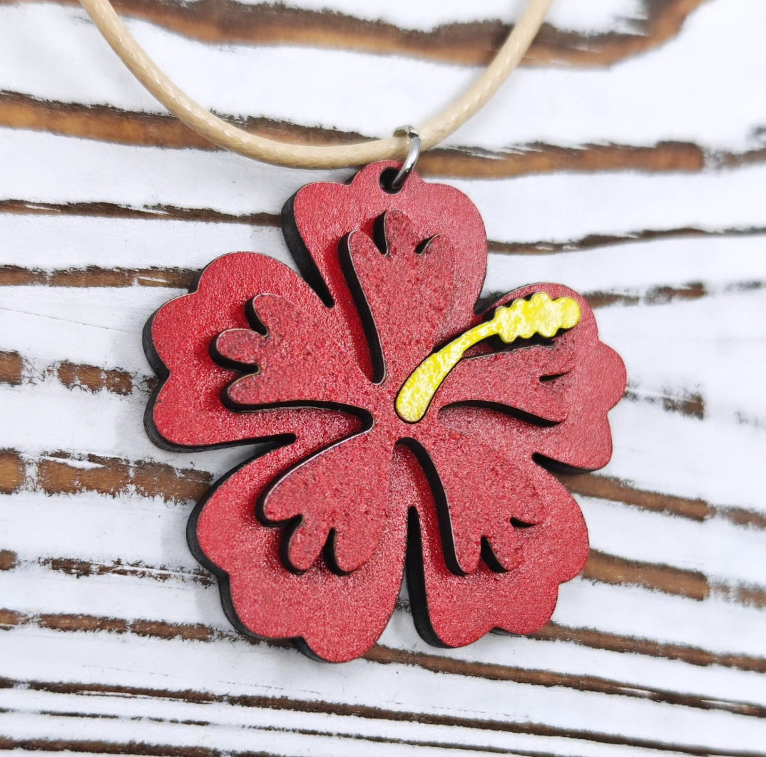 Collar amapola de madera