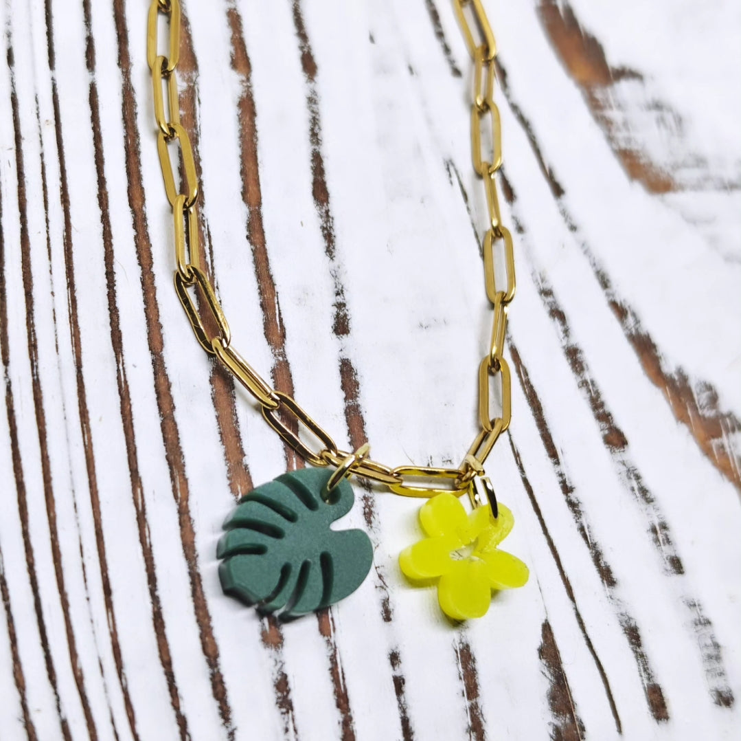 Pulsera tropical en acrílico