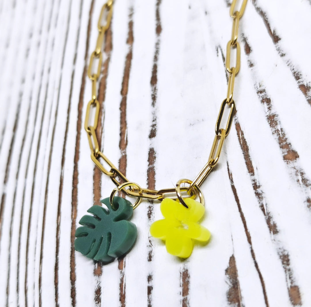 Pulsera tropical en acrílico