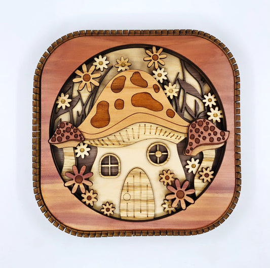 Cuadro honguito 3d en madera