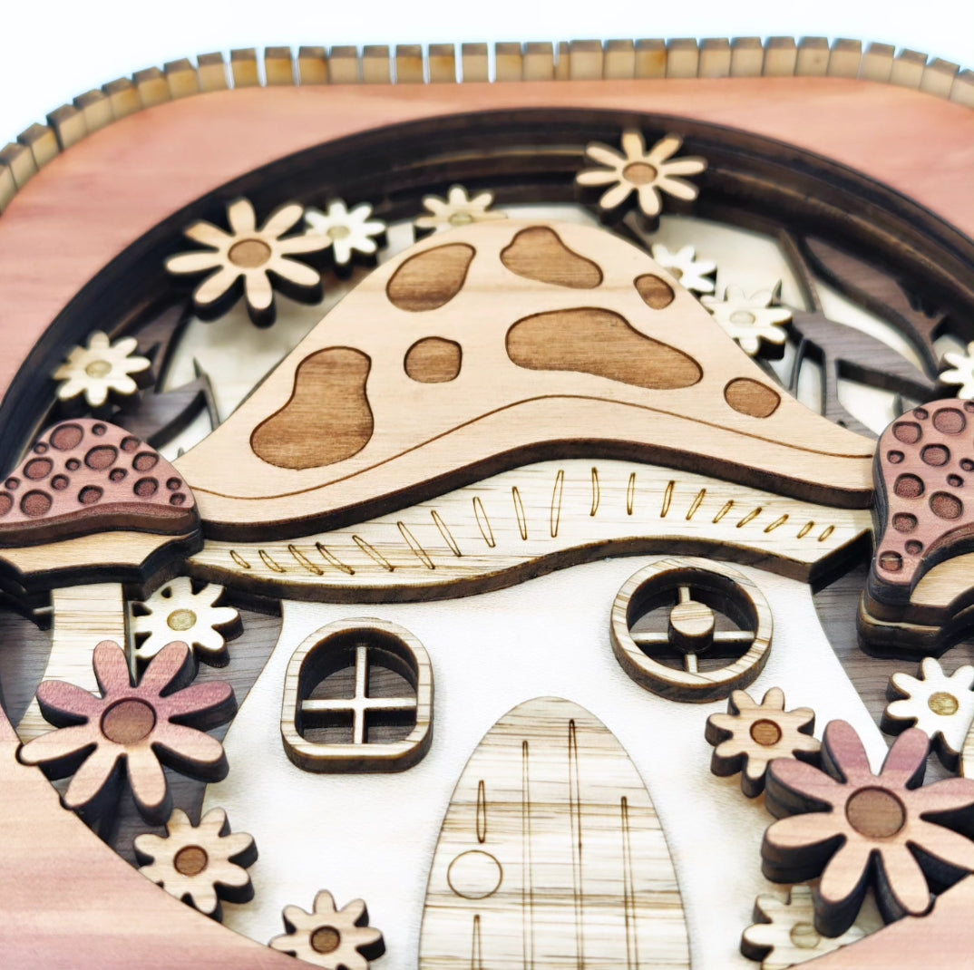 Cuadro honguito 3d en madera