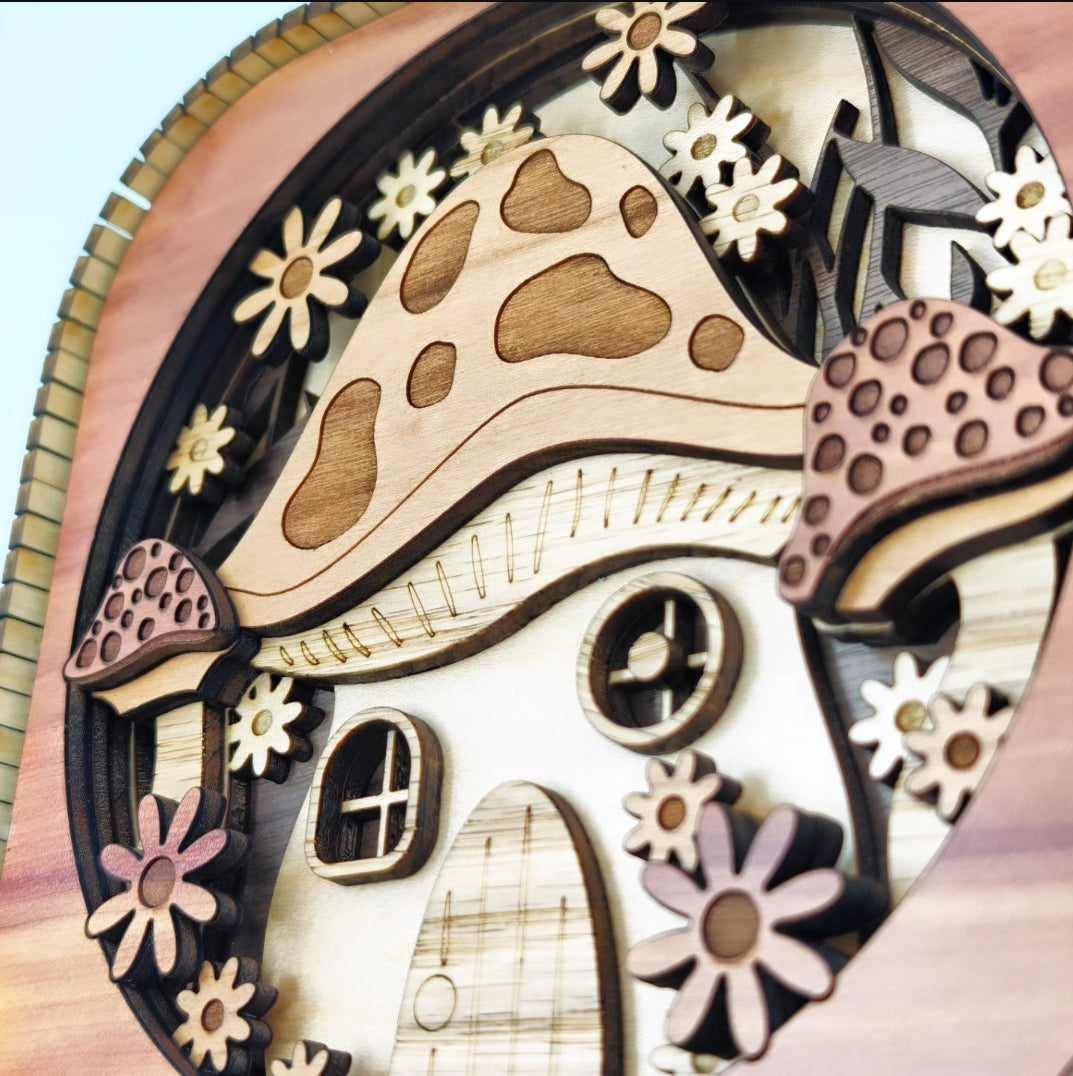 Cuadro honguito 3d en madera