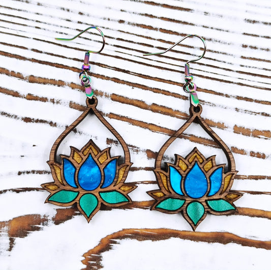 Pantallas de Flor de Lotus en madera y acrílico