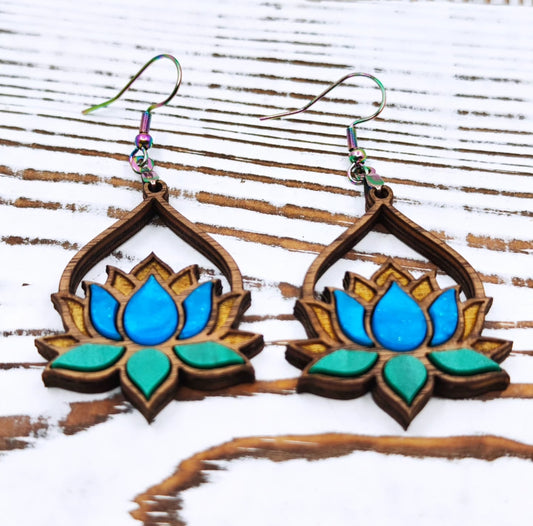 Pantallas de Flor de Lotus en madera y acrílico