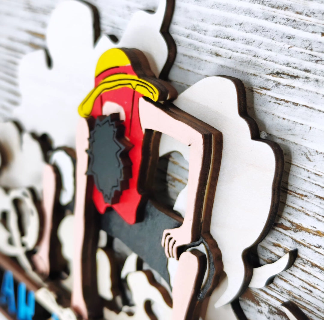 Cuadro Gear Second en madera