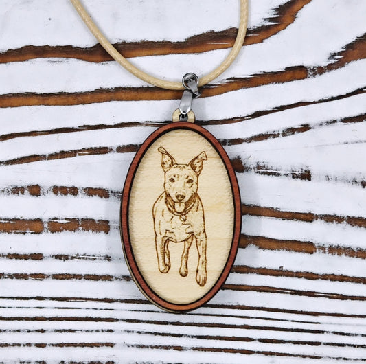 Collar Personalizado con Retrato de Mascota en Madera
