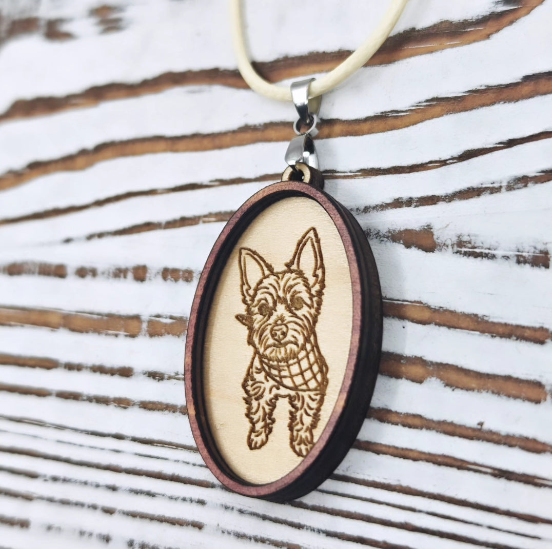 Collar Personalizado con Retrato de Mascota en Madera