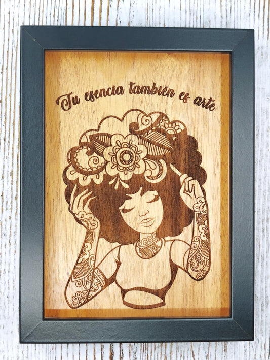 Cuadro en Madera – Tu esencia también es arte (5x7)