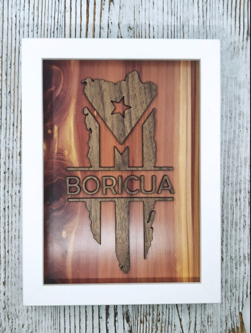 Cuadro Bandera Boricua 5x7