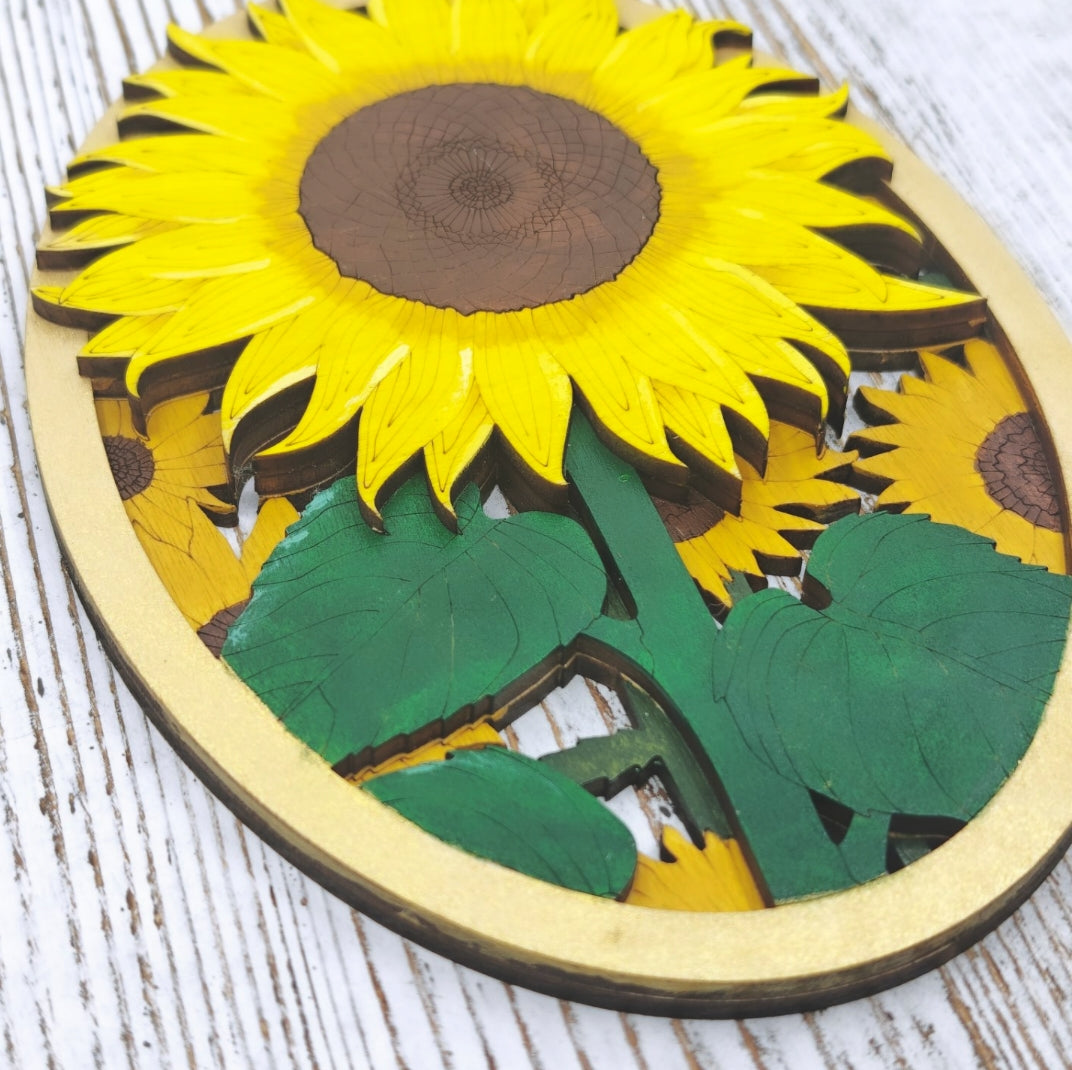 Cuadro Ovalado de Girasol