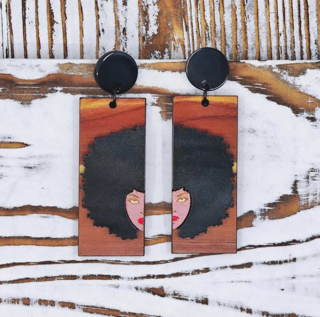 Aretes afro con ganchos de acero inoxidable