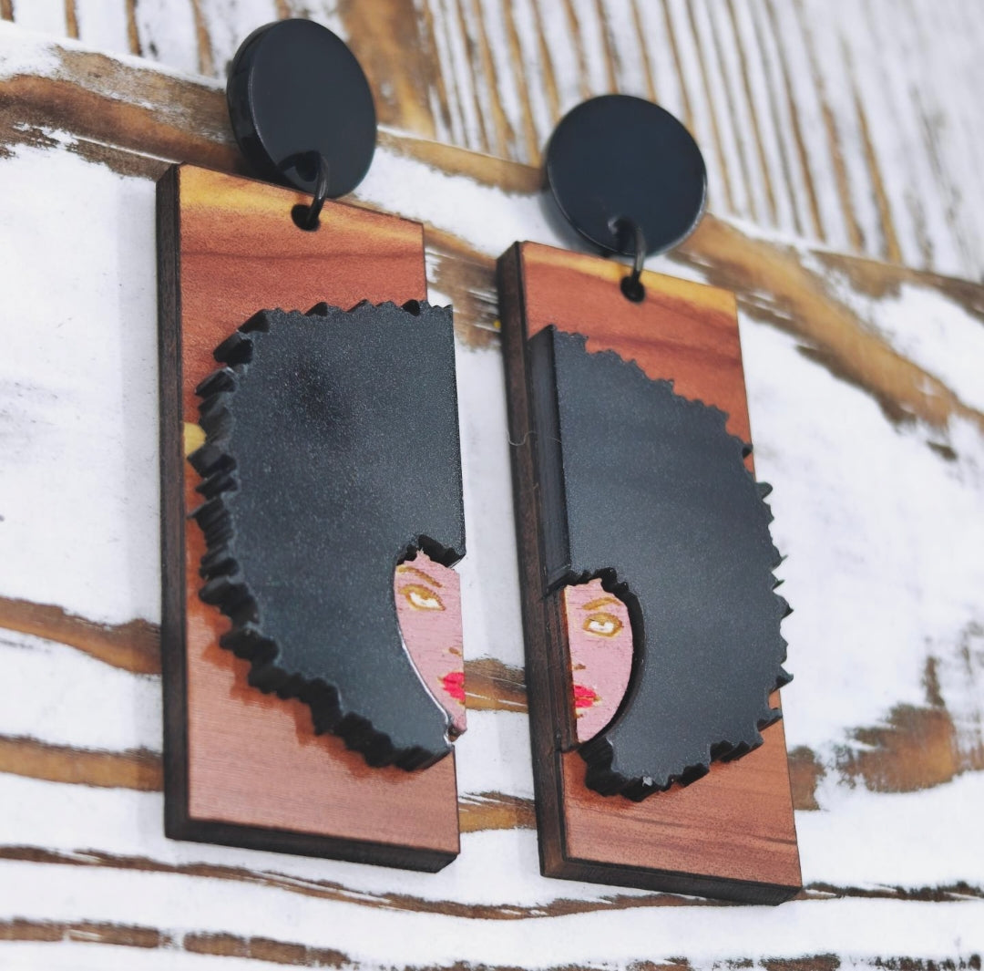 Pantallas de Madera Afro | Aretes de Madera Originales
